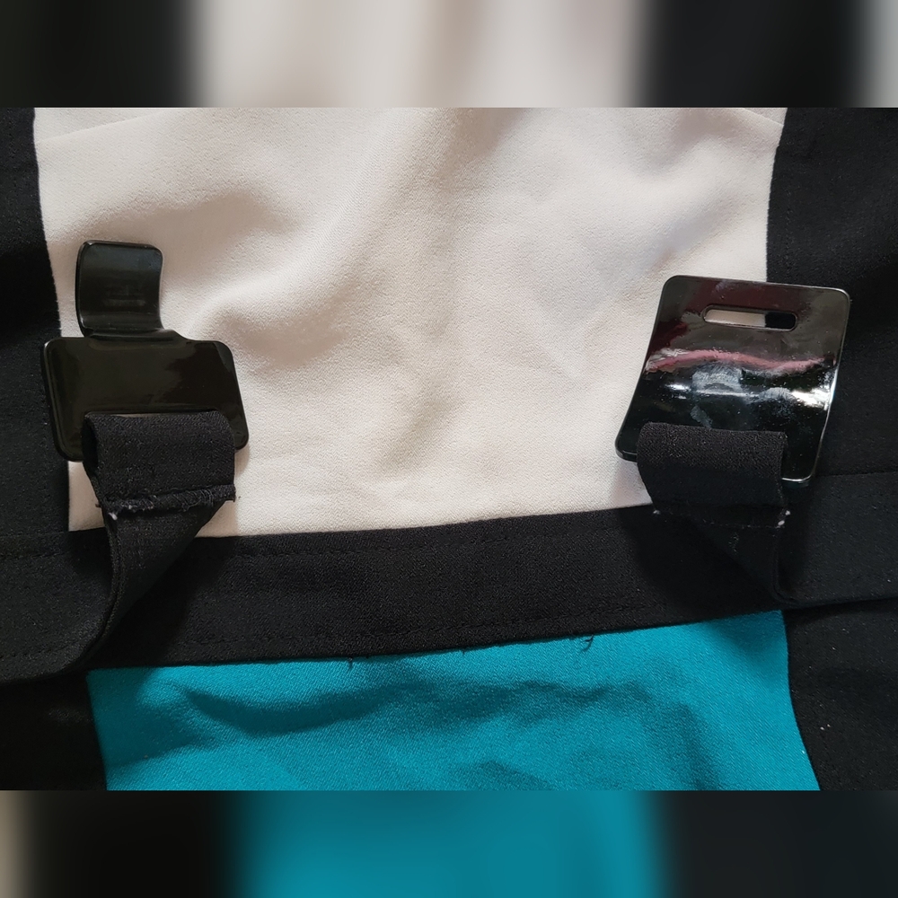 Pretty Blue/green Fitted Sandra Darren Dress - Picture 2 of 4